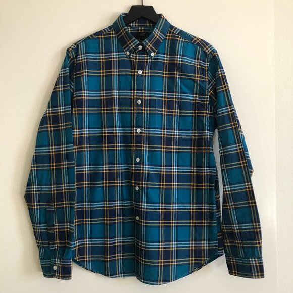 J. Crew Other - J. Crew Blue, Yellow, & White Plaid Oxford Shirt, Medium